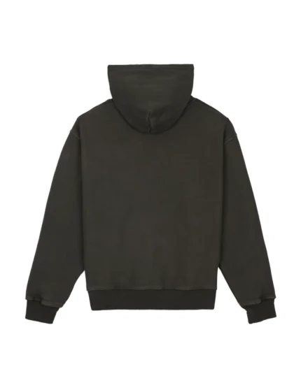 3D Embroidered Logohead Garment Dyed Hoodie - Brown