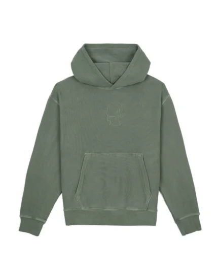 3D Embroidered Logohead Garment Dyed Hoodie - Ivy