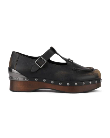 Brain Dead x Coach Leather Wooden Mary Jane - Black