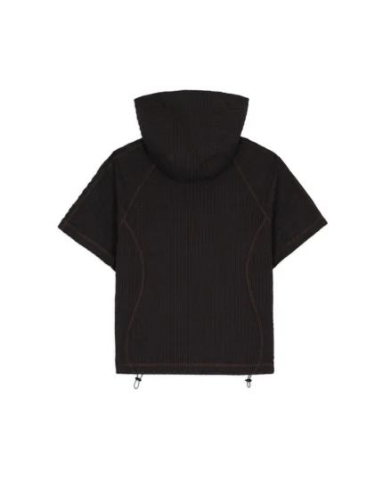 Gingham Hooded Top - Black